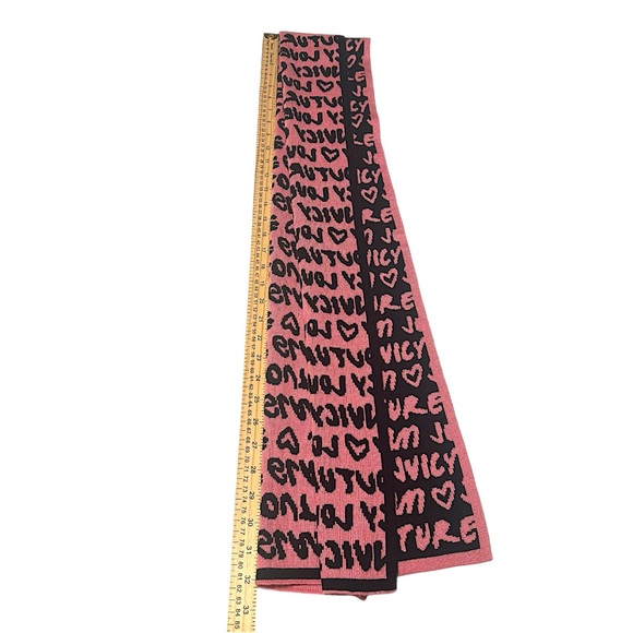 Juicy Couture Graphic Love Glam Scarf in Pink and Black Reversible Colors Y2K - Picture 5 of 5